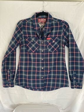 DIXXON Plaid Shirt in Navy, Red & White with Graphic Label